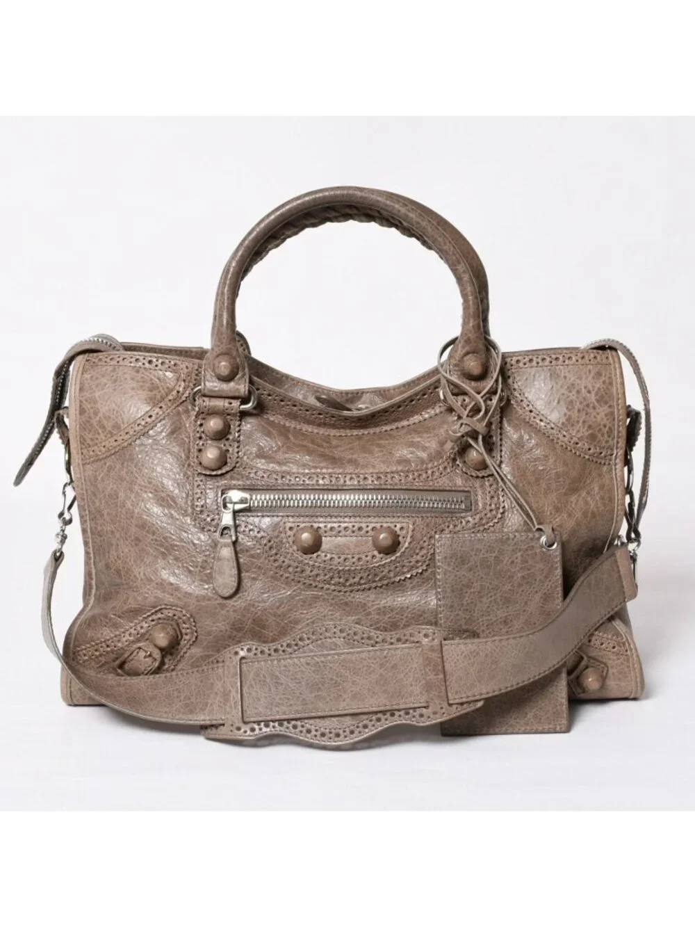 Balenciaga Giant Broads City 2-Way Handbag Shoulder Silver